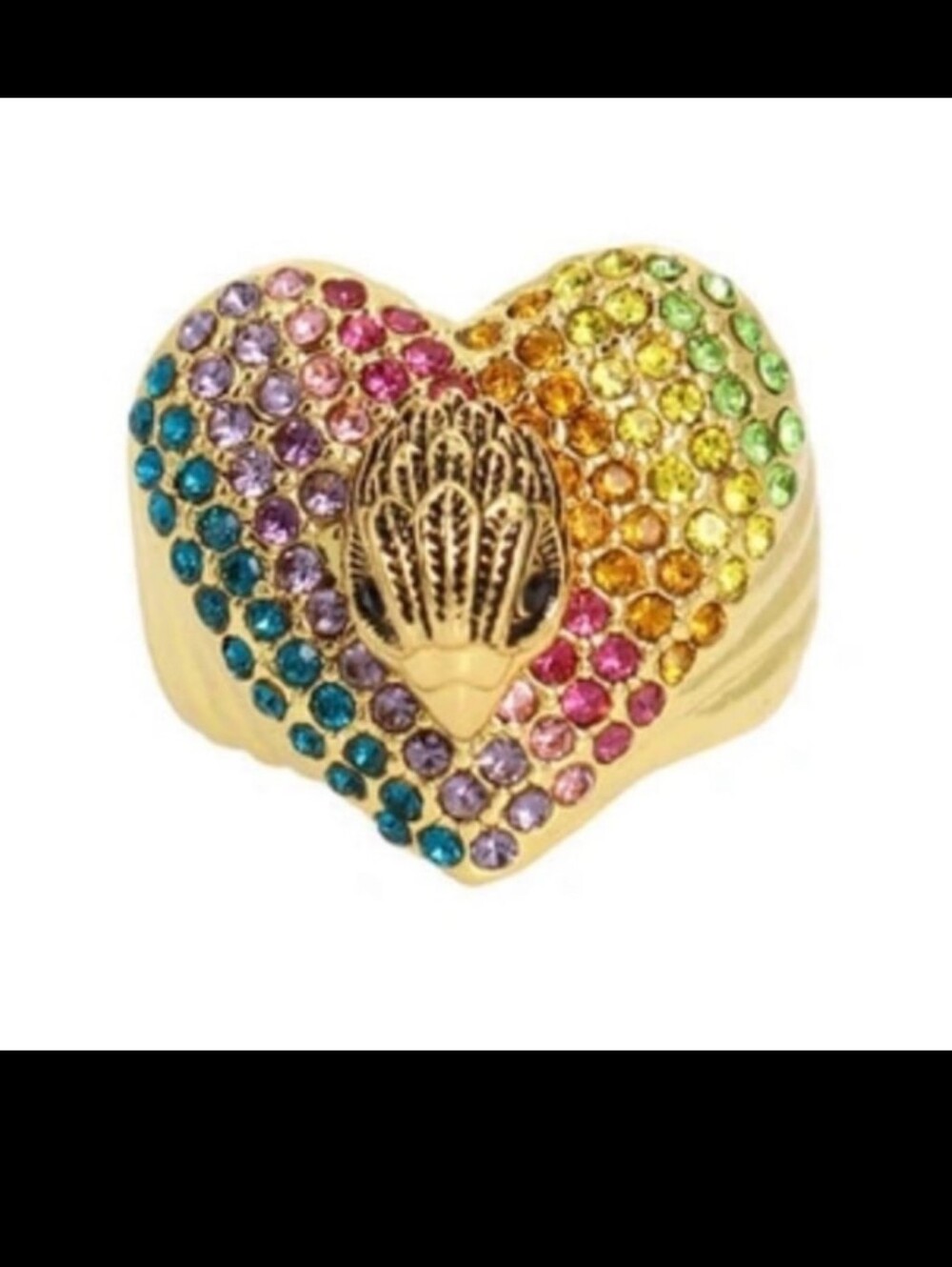 Kurt Geiger Cryst Heart Ring Size 8 New With Box